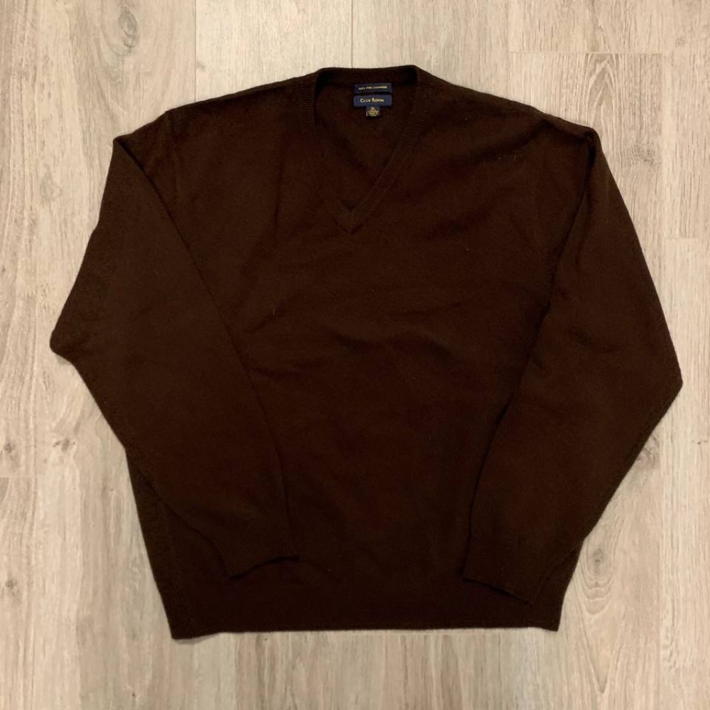 Club Room 100% Lambs Wool Long Sleeve Brown Sweater size XL